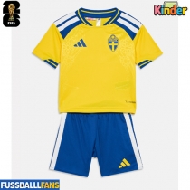 Schweden Heimtrikotsatz Kinder EM 2024 Kurzarm (+ Kurze Hosen)